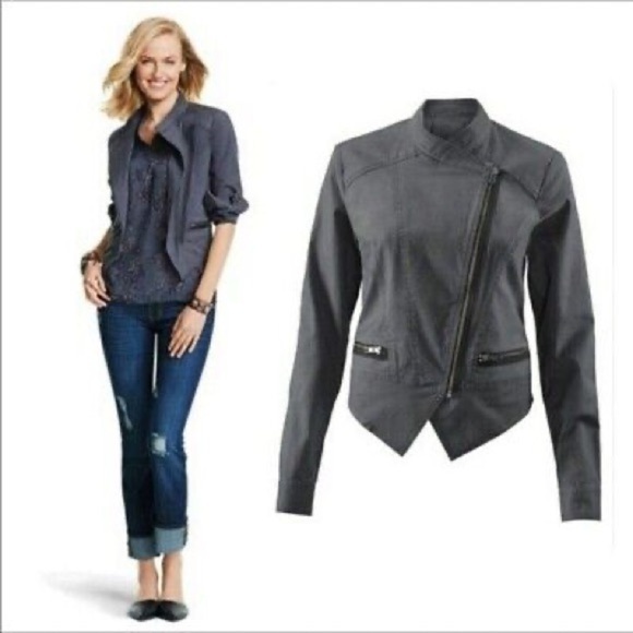 CAbi Jackets & Blazers - Cabi‎ Moto Twilight asymmetrical jacket gray Medium #3023 spring transitional